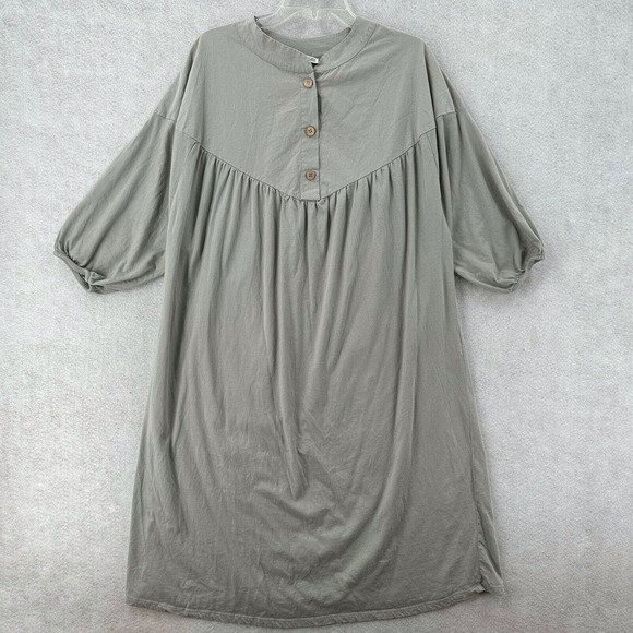 Zara Lagenlook Smock Shirt Dress‎ Womens SMALL Oversized Gray Kaftan Midi - Picture 1 of 16